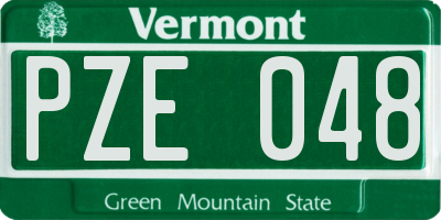 VT license plate PZE048