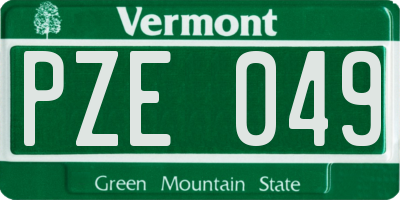 VT license plate PZE049