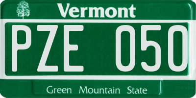 VT license plate PZE050