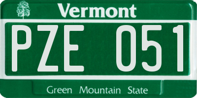 VT license plate PZE051