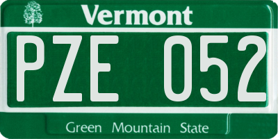 VT license plate PZE052