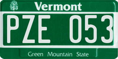VT license plate PZE053