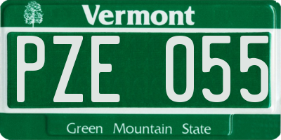 VT license plate PZE055