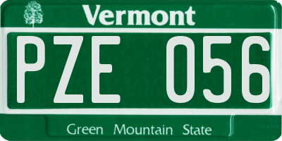 VT license plate PZE056