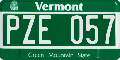 VT license plate PZE057