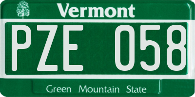 VT license plate PZE058