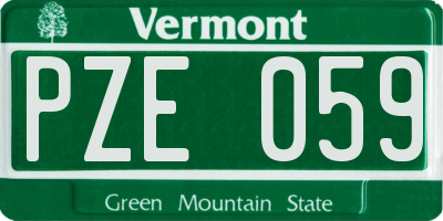 VT license plate PZE059