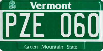 VT license plate PZE060