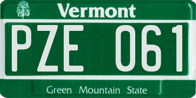 VT license plate PZE061