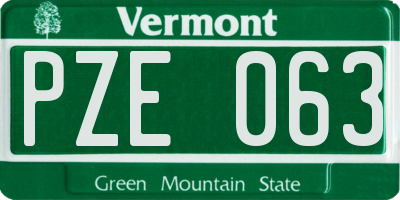 VT license plate PZE063