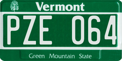 VT license plate PZE064