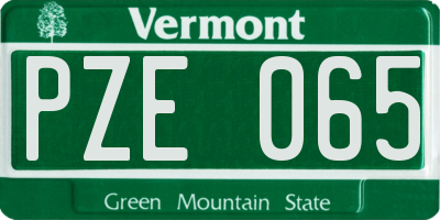 VT license plate PZE065
