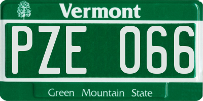 VT license plate PZE066