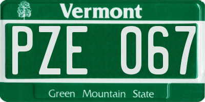 VT license plate PZE067