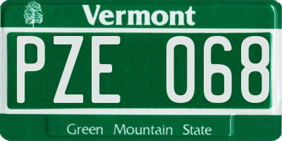 VT license plate PZE068