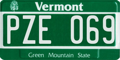 VT license plate PZE069