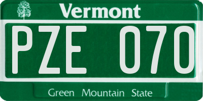 VT license plate PZE070