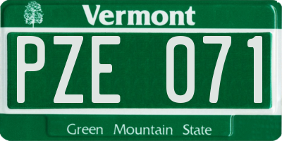 VT license plate PZE071