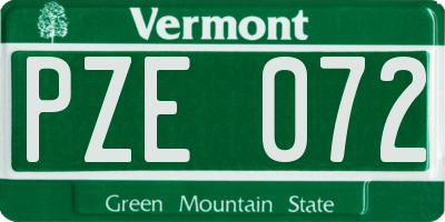 VT license plate PZE072