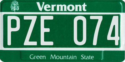 VT license plate PZE074