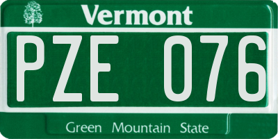 VT license plate PZE076