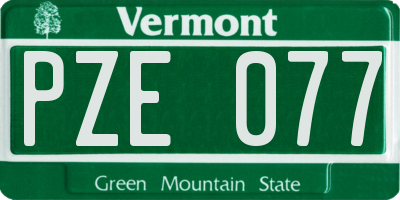 VT license plate PZE077
