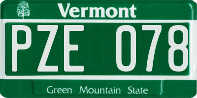 VT license plate PZE078