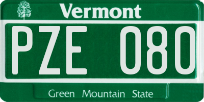 VT license plate PZE080