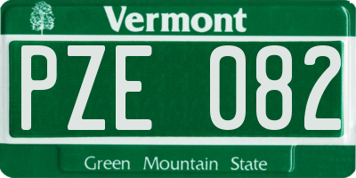 VT license plate PZE082