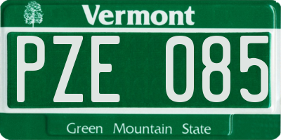 VT license plate PZE085