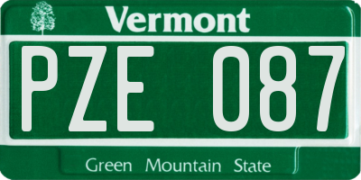 VT license plate PZE087