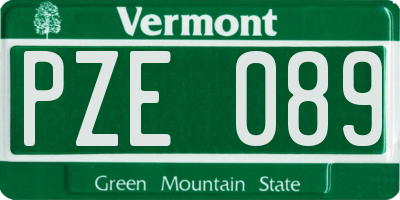VT license plate PZE089
