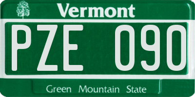 VT license plate PZE090