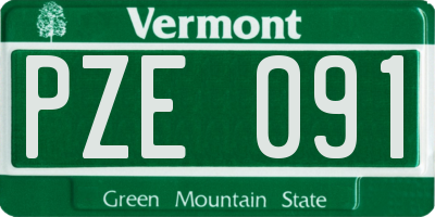 VT license plate PZE091