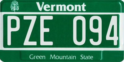 VT license plate PZE094