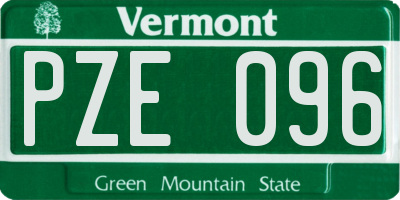 VT license plate PZE096