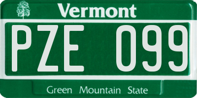 VT license plate PZE099