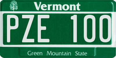VT license plate PZE100