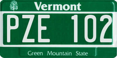 VT license plate PZE102