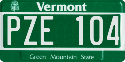 VT license plate PZE104