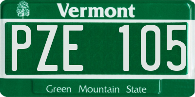VT license plate PZE105