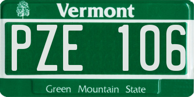 VT license plate PZE106