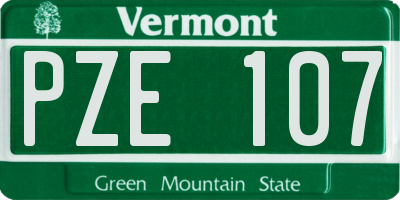 VT license plate PZE107
