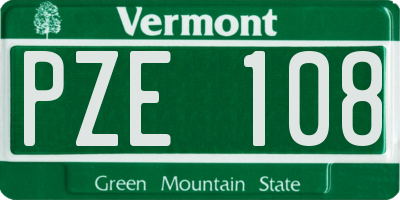 VT license plate PZE108