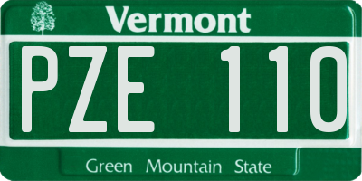 VT license plate PZE110