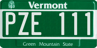 VT license plate PZE111