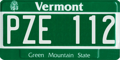 VT license plate PZE112
