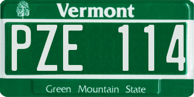 VT license plate PZE114