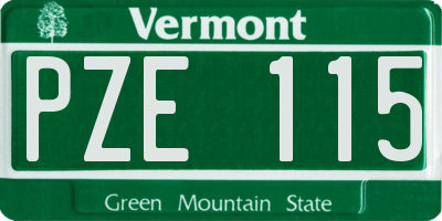 VT license plate PZE115