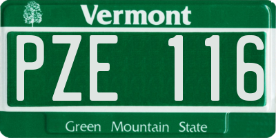 VT license plate PZE116